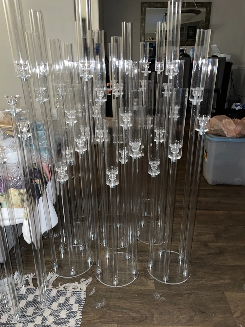 2pcs 5pcs10 pcs 118cm tall wedding centerpiece Acrylic 5 arms candelabra for party and mariage
