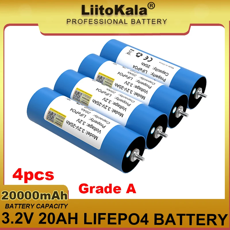 4 stücke liitokala 3,2 v 20ah lifepo4 batterie phosphat zelle für 4s 12v 24v rv motorrad auto motor