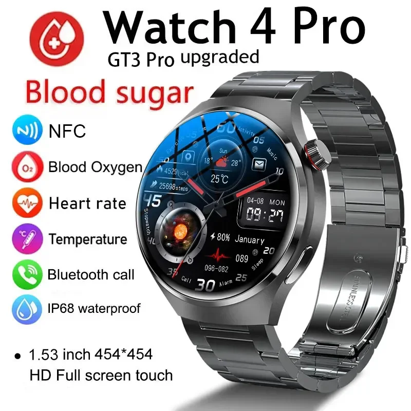 New GPS Smart Watch Men Watches GT4 Pro 360*360 HD Screen Heart rate Bluetooth Call NFC
