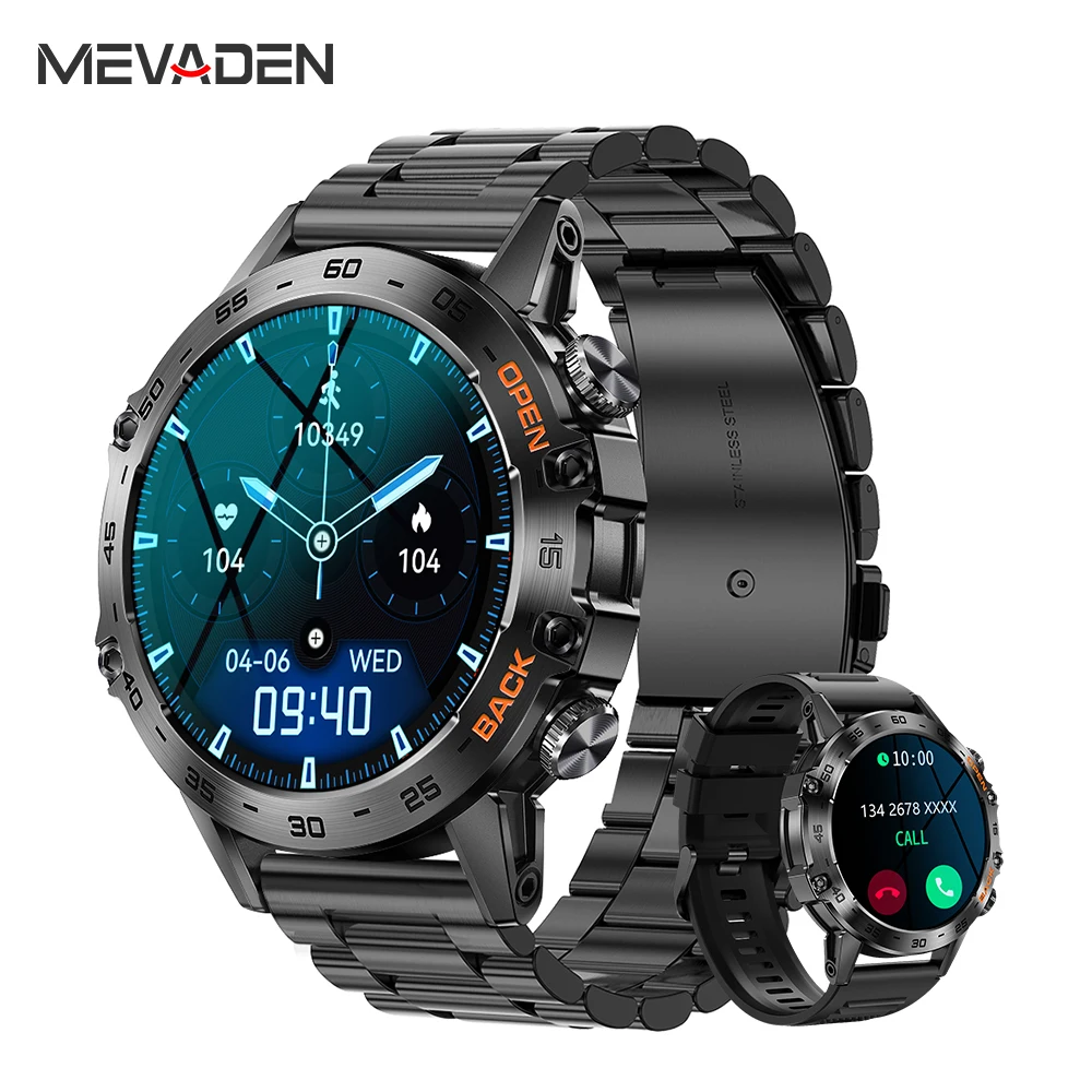 MEVADEN Steel 1.39 Bluetooth Call Smart Watch Men Sports Fitness Tracker Watches IP67 Waterproof