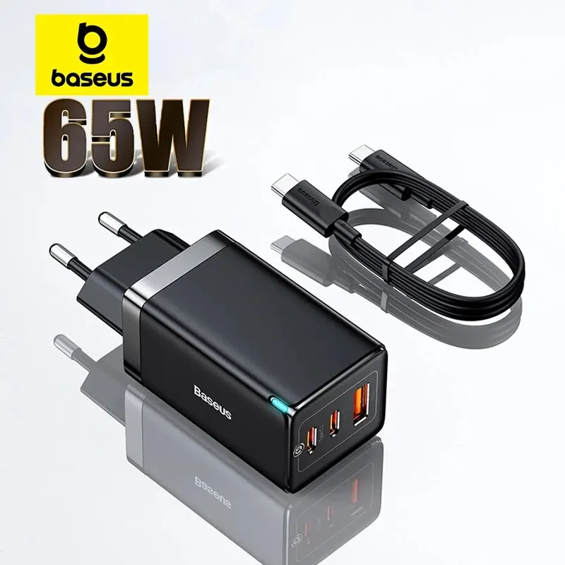 Baseus 65W GaN Charger Quick Charge 4.0 3.0 Type C PD USB Charger Portable QC4.0 3.0 Fast Charger