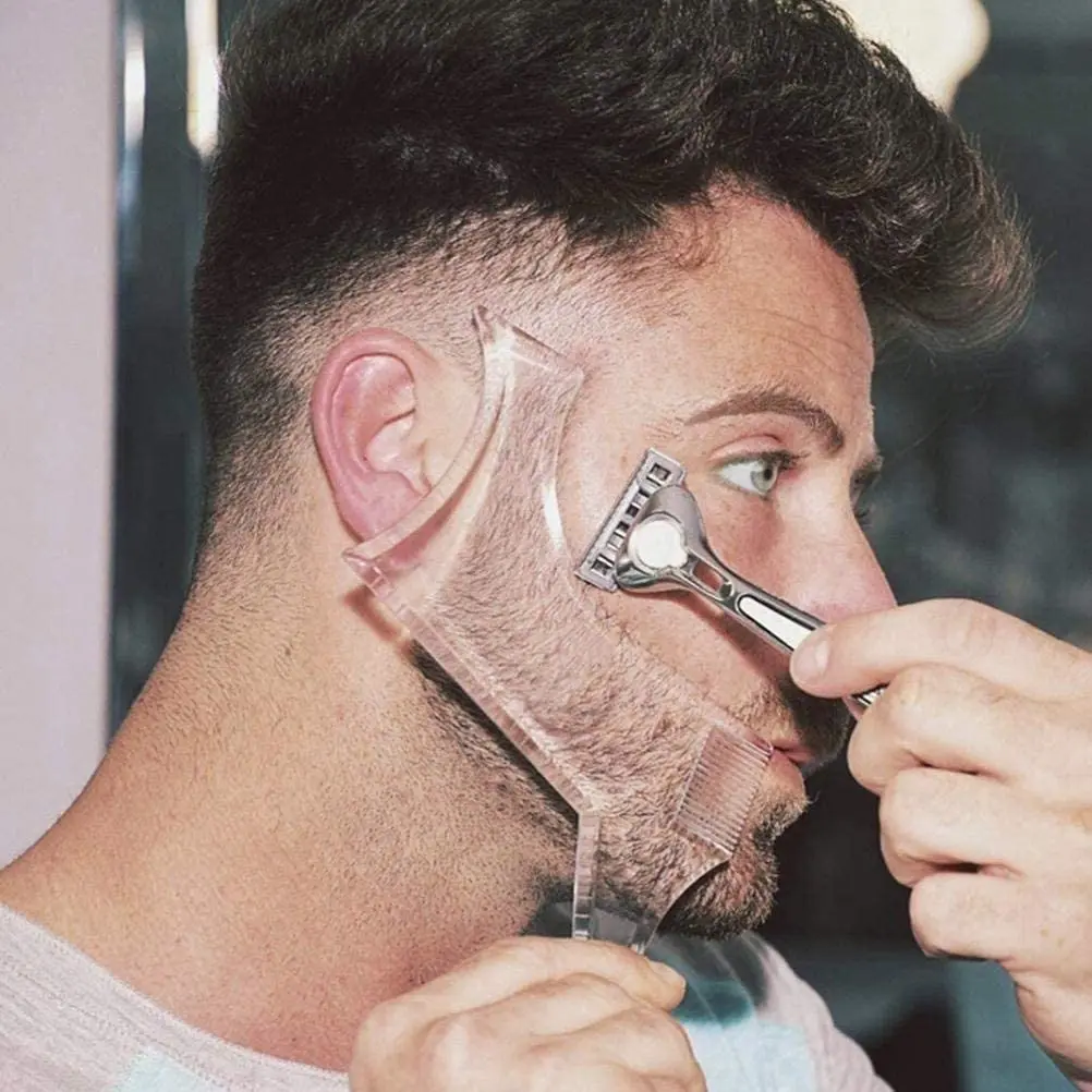 Men Beard Styling Template Stencil Beard Comb for Men Lightweight and Flexible Fits All-In-One Tool
