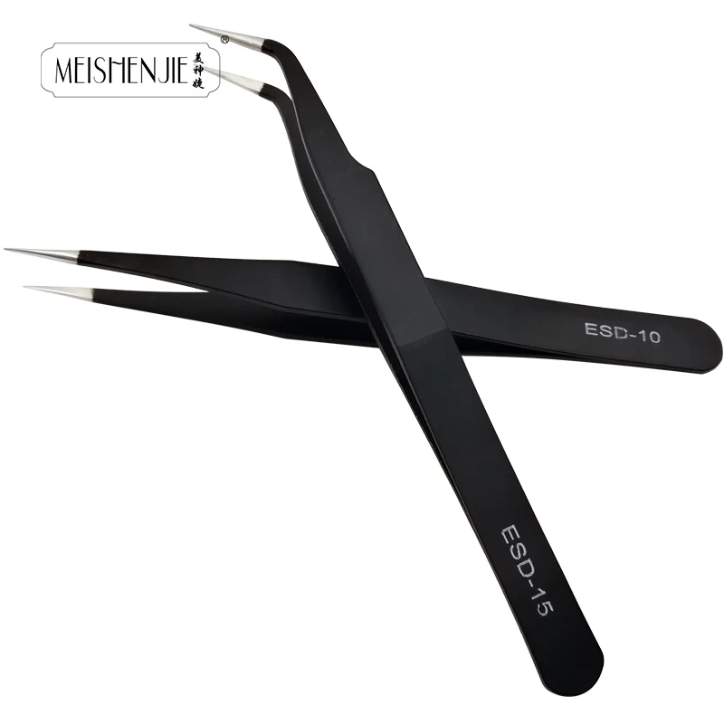 MEISHENJIE 1PC Stainless Steel Curved Straight Eyebrow False Eyelash Tweezers Nail Art Extension