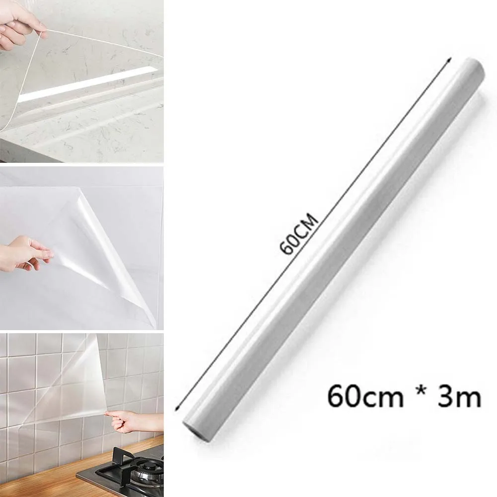 60*300cm Kitchen Oil Proof Wall Sticker Clear Self-Adhesive Film Covering Removable Protective Film
