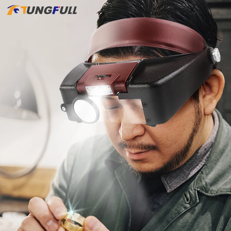 Óculos com lupa  Manutenção do relógio  Headband Glasses Magnifier  Estilo de leitura de jóias