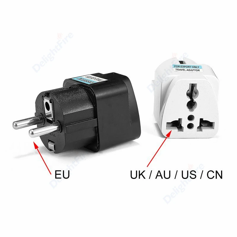 Kr Eu Plug Adapter Us Uk Naar Eu Kr Europese Europa Euro 2 Pin 4.8Mm Duitse Reisadapter Stopcontact