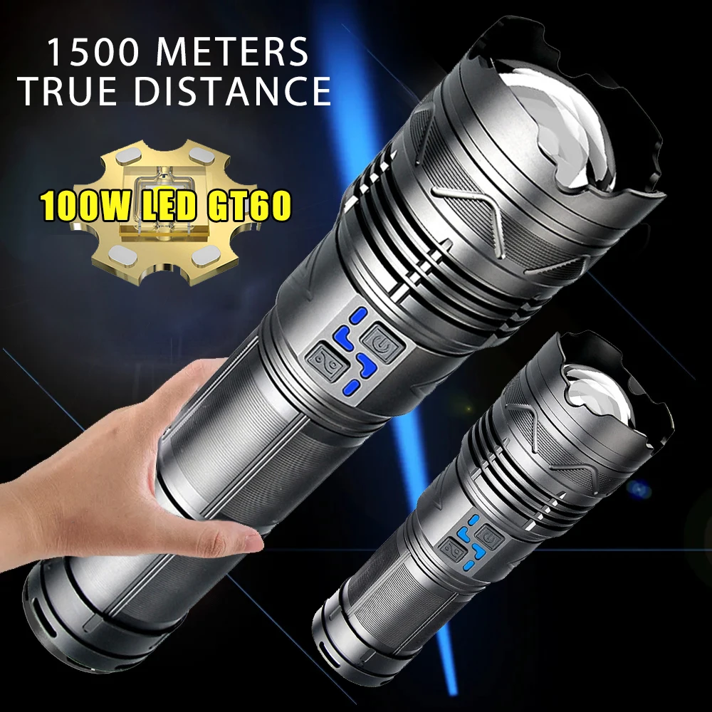 High Power Led Flashlight Super Bright Long Range Torch Rechargeable Ultra Powerful Outdoor Tactical