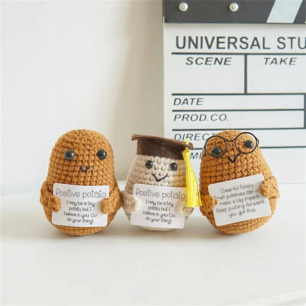 Handmade Positive Energy Potato Doll Home Decoration Mini Plush Knitting Wool Potato Doll Cute