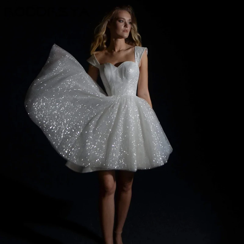 RODDRSYA Mini Wedding Dresses For Women Sparkling Tulle A-line Vestidos De Novia Princesa Sweetheart