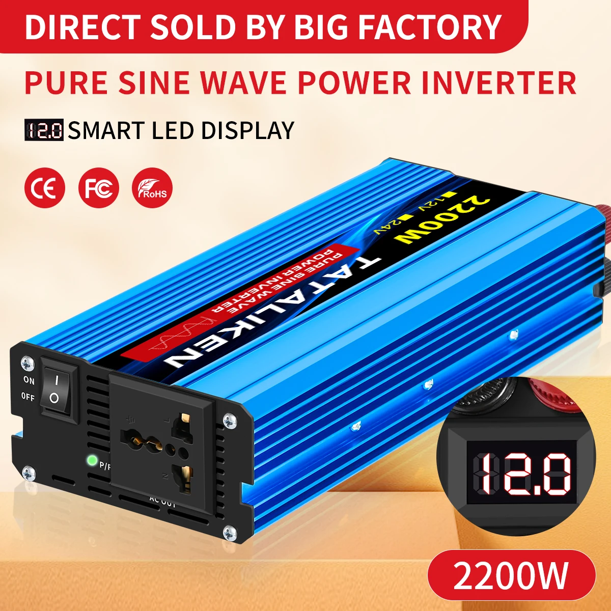 Reiner Sinus-Wechselrichter 1000 W-4000 W DC 12 V/24 V zu AC 220 V 50 Hz