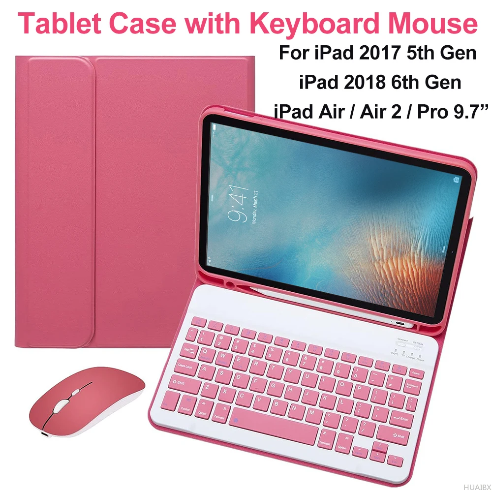 Für iPad 6. 5. Generation 9 7 Zoll Fall mit Tastatur Maus  abnehmbare Tastatur abdeckung für iPad