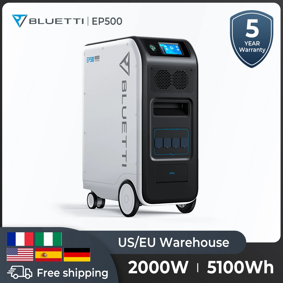 Bluetti ep500 all-in-one 2000w 5100wh Solar kraftwerk beweglicher Solargenerator nahtlose Ups