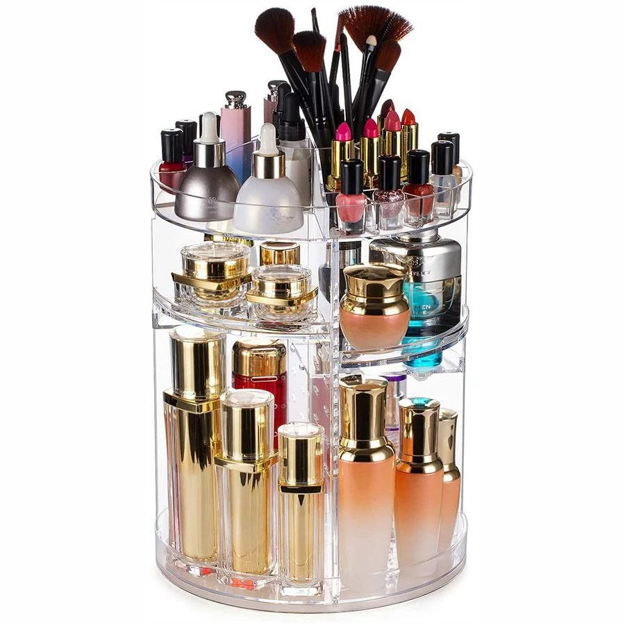 1pc Cosmetic Organiser  360 degree rotatable adjustable cosmetic storage display case  easy assembly