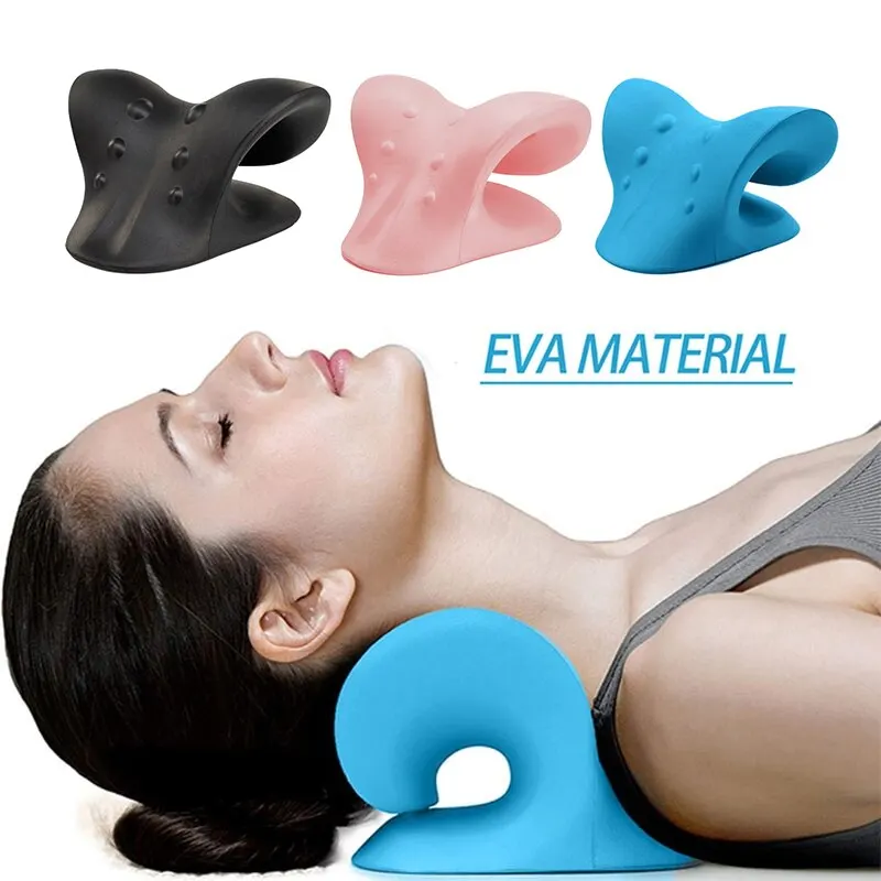 Neck Shoulder Stretcher Relaxer Cervical Chiropractic Traction Device Pillow For Side Back Stomach