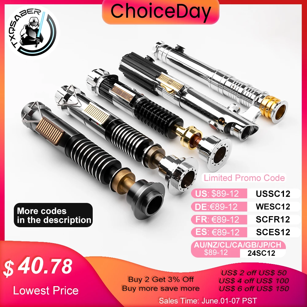 TXQSABER Lightsaber Hilt Empty Metal Parts for Laser Sword Without Core Obi wan Anakin Graflex Luke