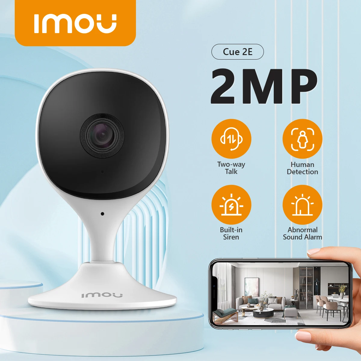 IMOU Cue 2E 2MP Wifi Beveiligingscamera Indoor Babyfoon Menselijke detectie Nachtzicht IP Camera