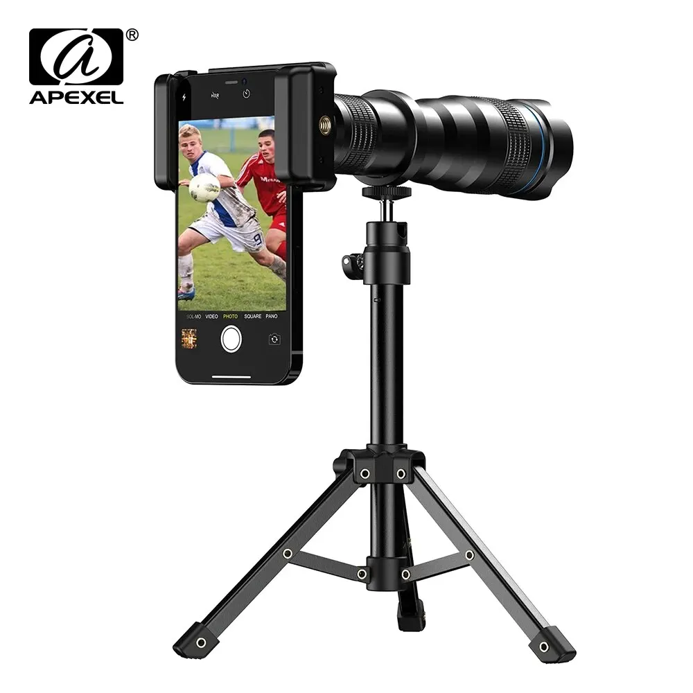 Apexel neues 36x Tele-Zoomobjektiv mit Metalls tativ Universal-Clip-Teleskop für iPhone Samsung