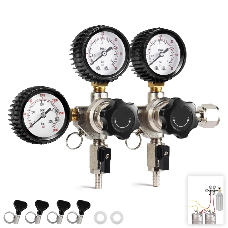 Electric queen Kegerator CO2-Regler mit doppeltem Druck bereich, w 21,8/cga320 Einlässe Homebrew