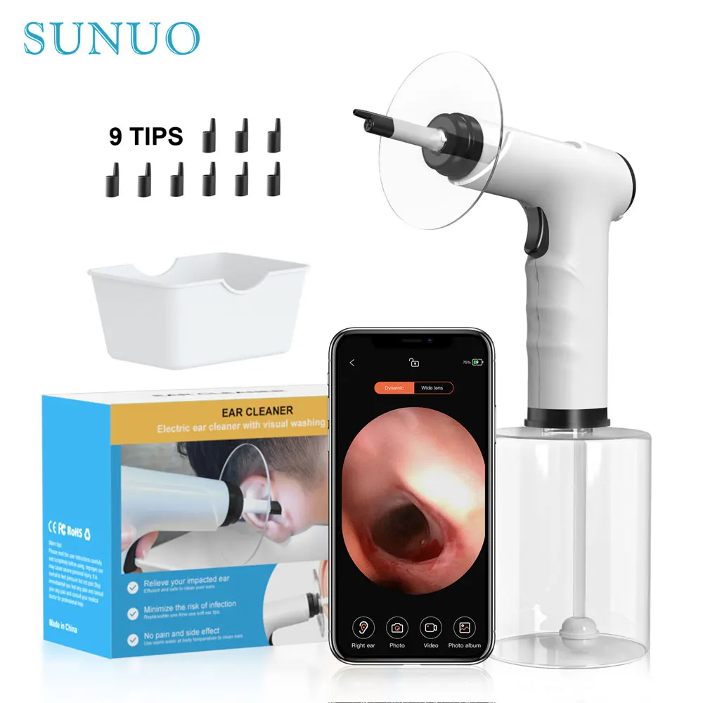 Electric Ear Wax Removal Kit with Soft Spray Safe and Effective Ear Cleaner with 4 Pressure Settings