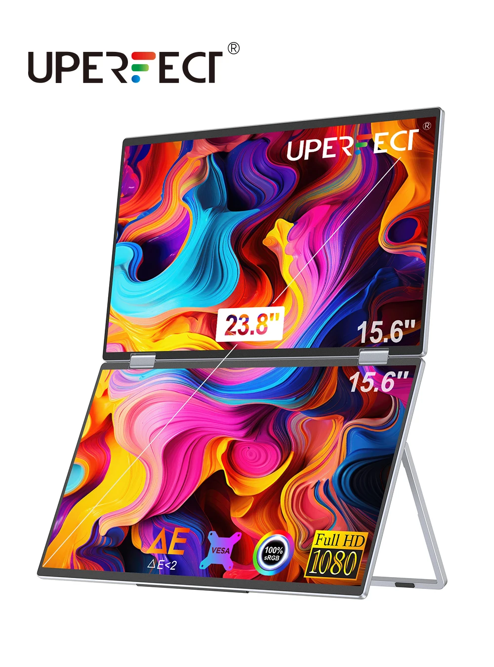 Uperfect ustation Δ 15.6 "Falt monitor Dual tragbares Display Bult-In Stand Vesa Osd Menü frei