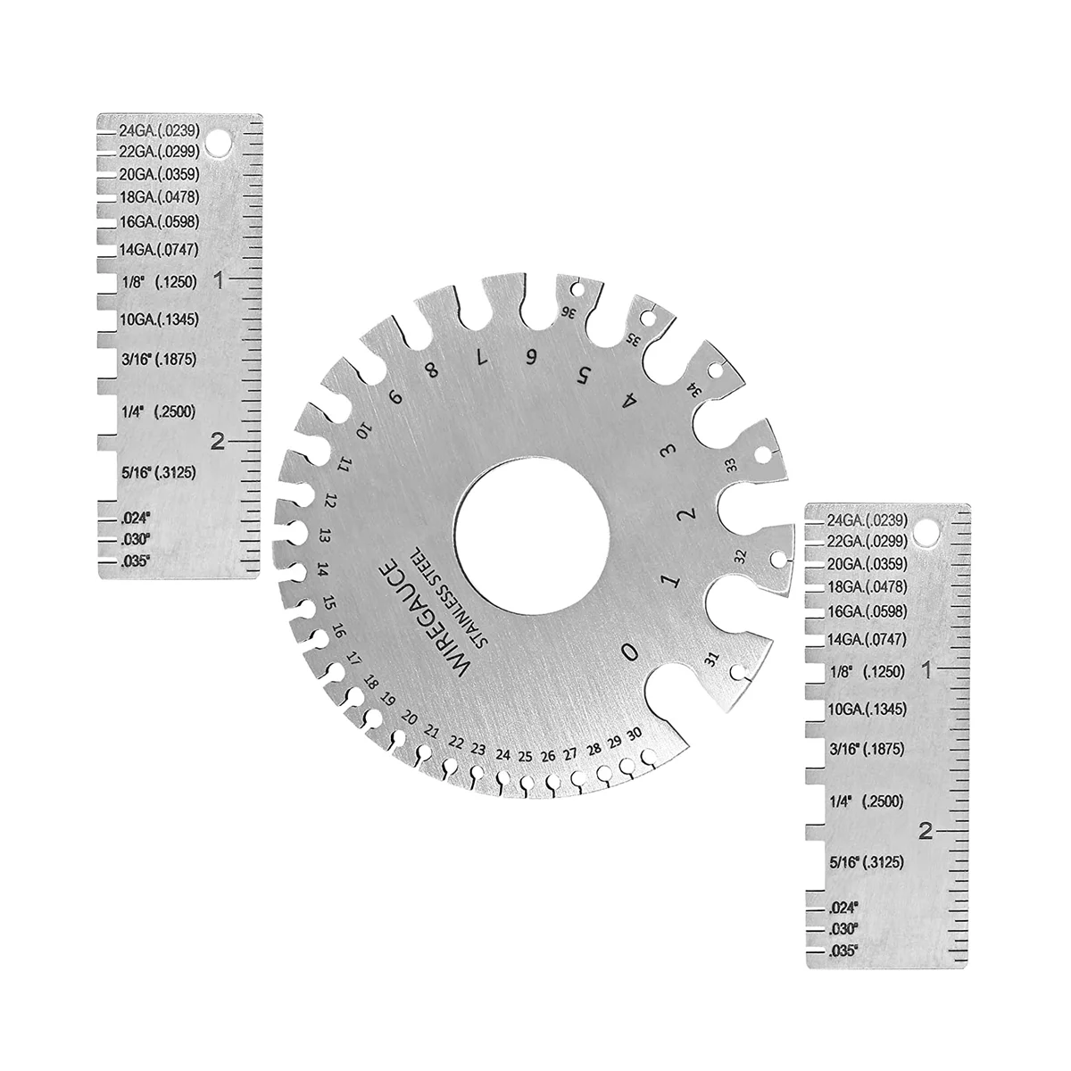 3 Stück Edelstahl-Dicken messgerät, runde doppelseitige Metalldraht lehre,