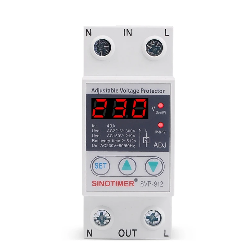 Sino timer led display SVP-912 40a din rail 230v einstellbare überspannung unterspannung schutz