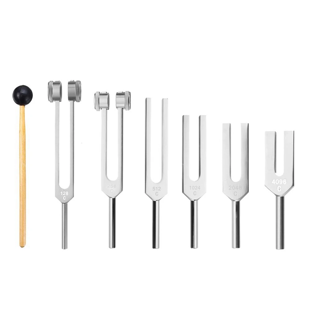 6 teile/satz 128hz 256hz 512hz 1024hz 2048hz 4096hz Stimmgabel mit Hammer für Stimmgabel-Kit Heil