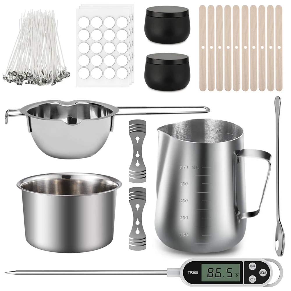 Complete DIY Candle Kit Aromatic Candles Making Tool Set Sticker Stainless Steel Wax Melting Pot
