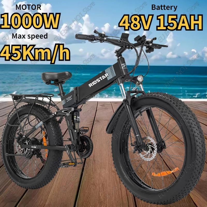 Elektro fahrrad 1000w Motor 48 v15ah Batterie Mountain Snow faltbares Elektro fahrrad Voll federung