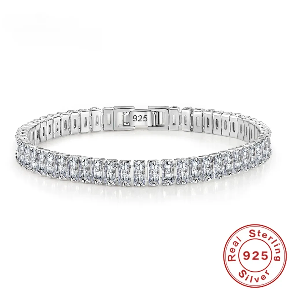 luxury designer 925 Sterling Silver fine Crystal Bracelet For Women fashion Jewelry Engagement