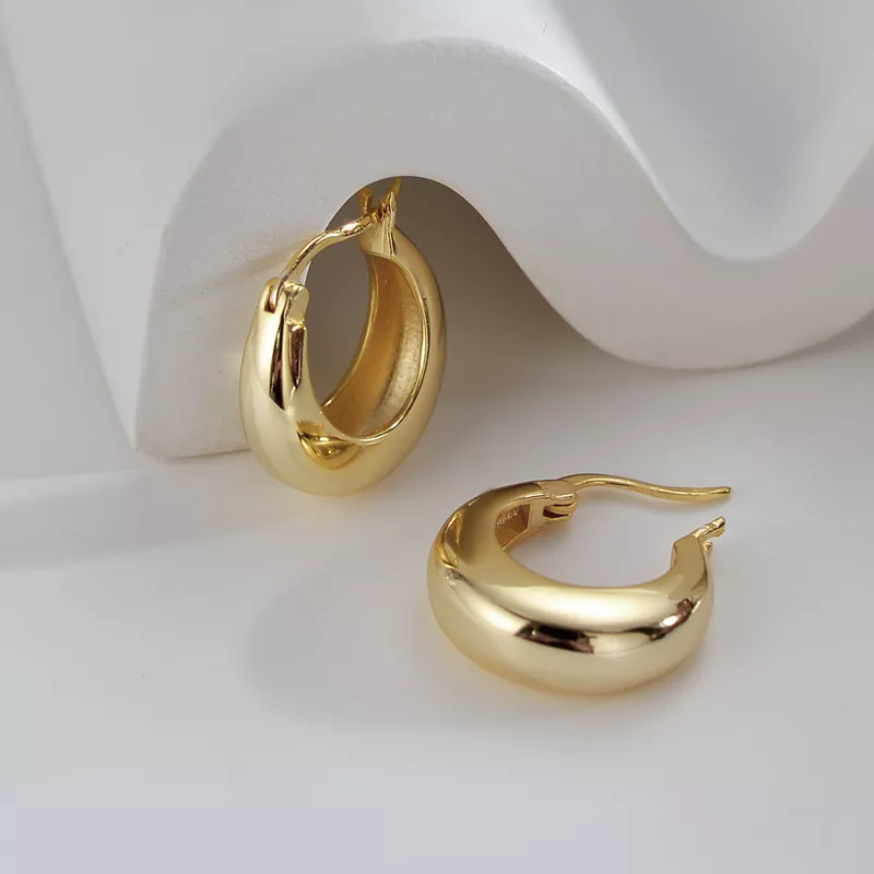 VENTFILLE 925 Sterling Silver Chunky Hoop Earrings for Women Geometric Circle Punk Ear Jewelry Party