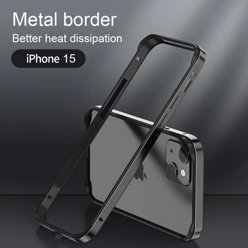 Hybrid Silicone Frame Aluminum Metal Phone Case For iPhone 15 14 13 12 Pro Max Better Heat Bumper