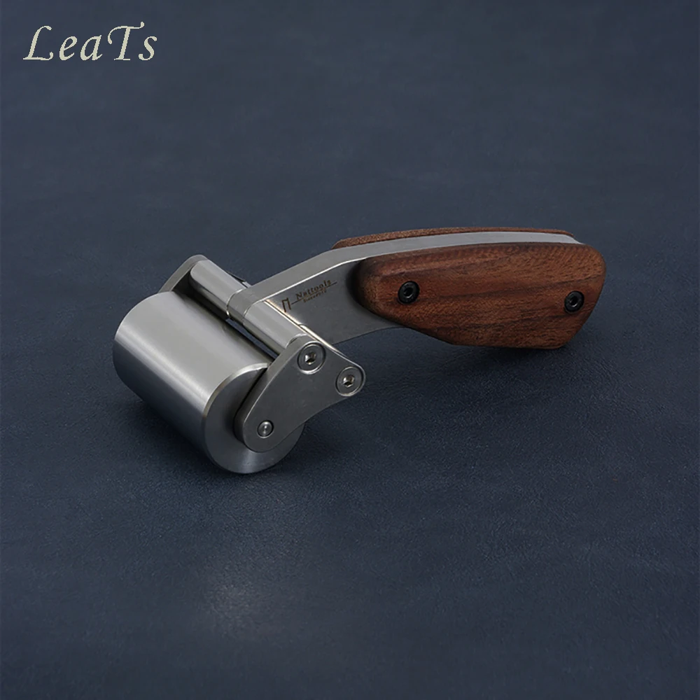 Nattools Leder rolle Hoch leistungs 304 Edelstahl 60mm Press rad mit schwarzem Walnuss griff DIY