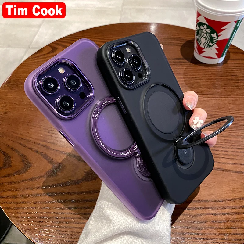 Tampa de sucção magnética translúcida para celular, suporte giratório 360 °, capa de silicone macia,