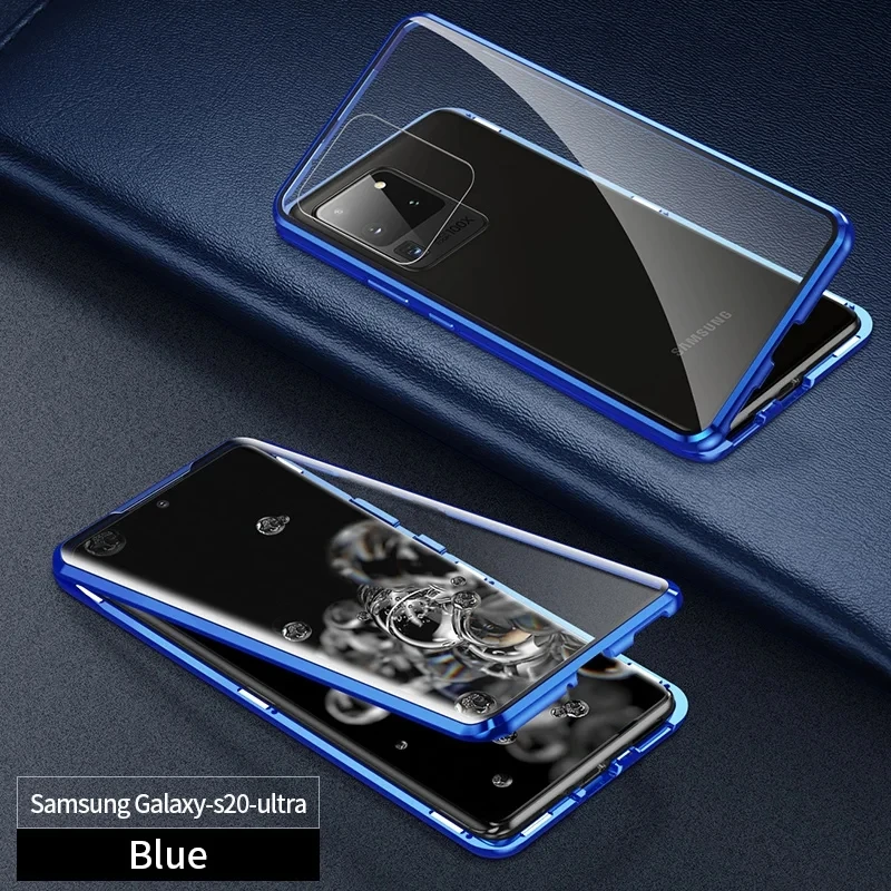 Doppelseitiges glas magnet gehäuse für samsung galaxy s23 s22 s21 s20 s10 s9 s8 plus ultra für note