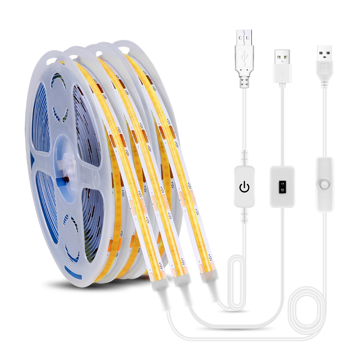 Super Bright USB DC 5V COB LED Strip Light 320leds/m with Hand Scan / Dimmable Touch Sensor Switch/