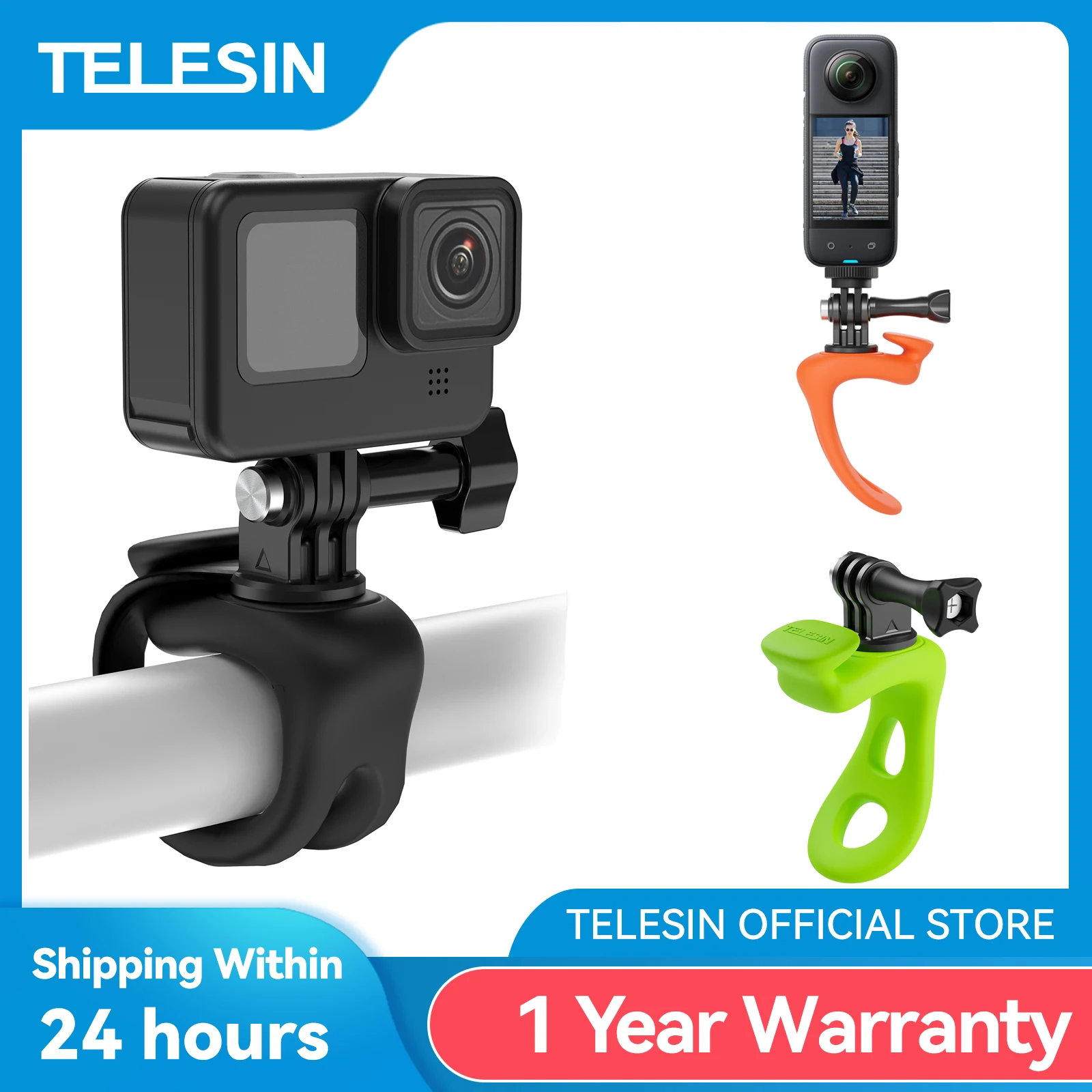 Telesin action kamera halterung silikon verstellbare mini flexible halterung für gopro insta360 dji
