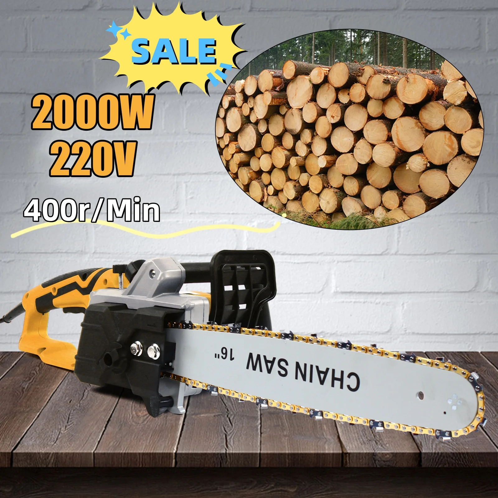 2000w elektrische Kettensägen schneider 16 Zoll Holzbaum schneide maschine 400r/min leicht 220v