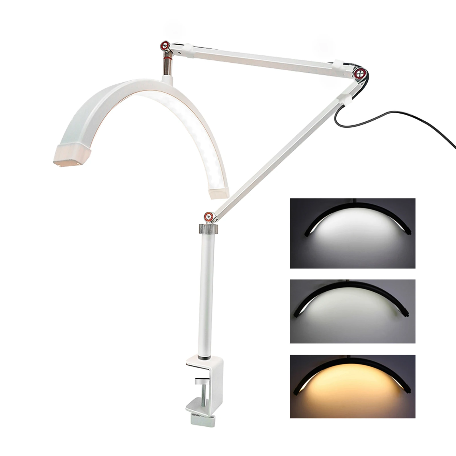 Andoer HD-M3X Desktop-LED-Videoleuchte Halbmond-Fülllicht 3000K-6000K C-Klemme für