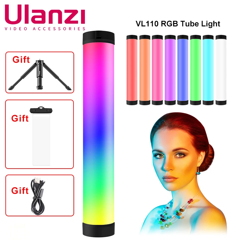 Ulanzi VL110 RGB Stick Licht Led Video Rohr Licht Volle Farbe Magnetische Handheld Lampe Dimmbare