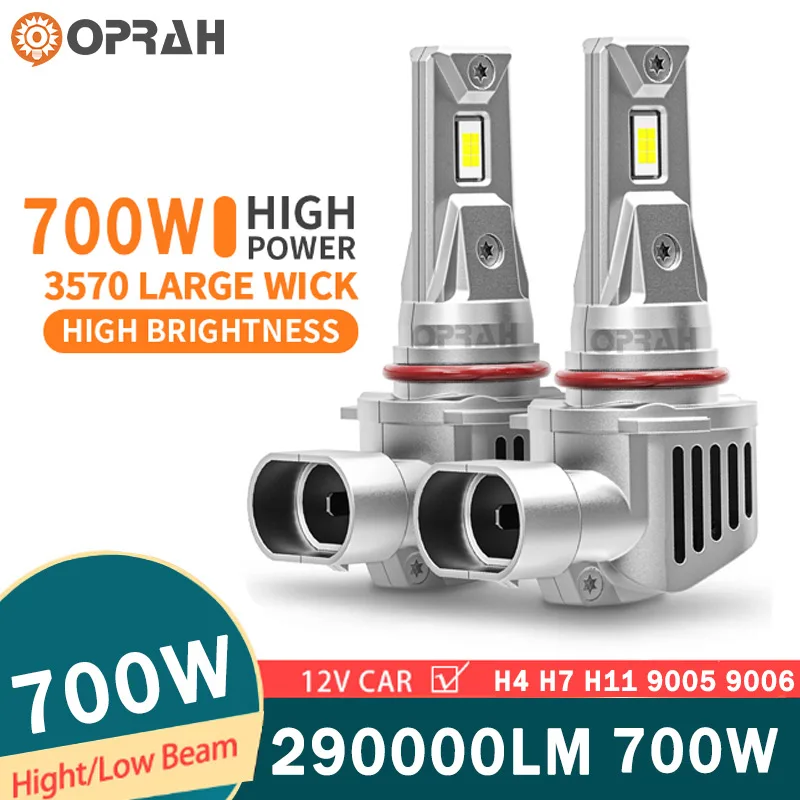 2 peças faróis de led h4 290000lm 700w h7 h11 h8 h9 9005 9006 3570 csp canbus de alta potência