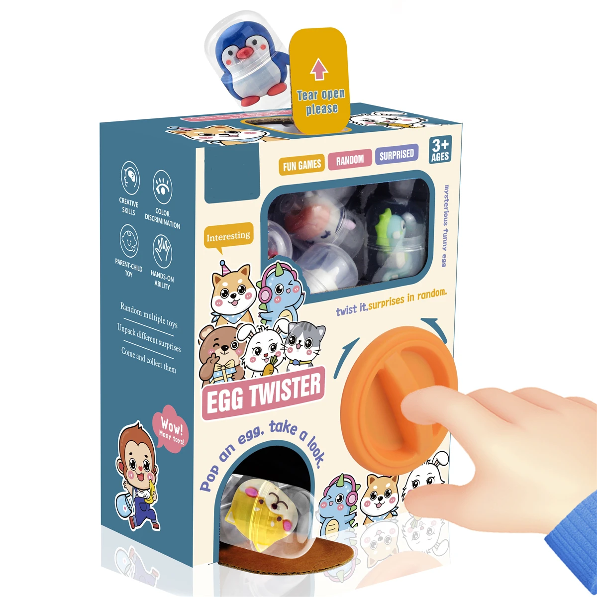 Popular Kids Toys Gashapon Machines with 6pcs Random Capsule Toys Egg Twisting Machine Cardboard Box