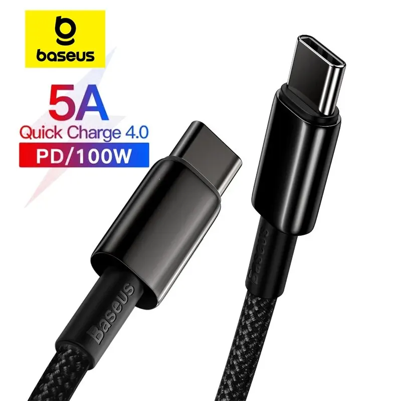 Baseus 100W Type C Cable For iPhone 15 USB C PD Fast Charging Charger Wire Cord For Macbook Samsung