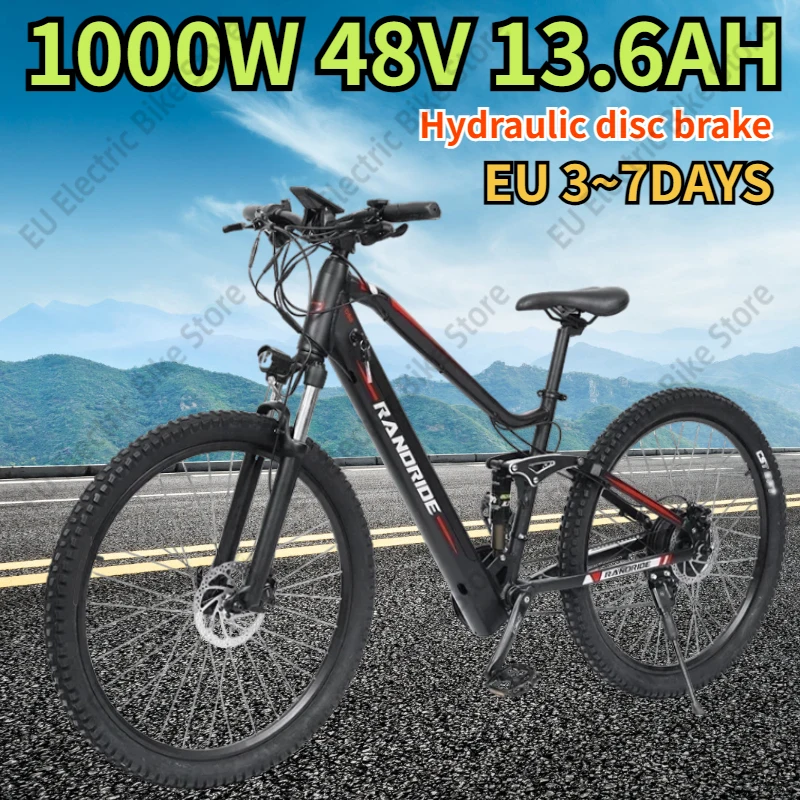RANDRIDE-YS90 1000w Elektro fahrrad bürstenloser Motor 48v 17.5ah Lithium batterie e Fahrrad 13,6
