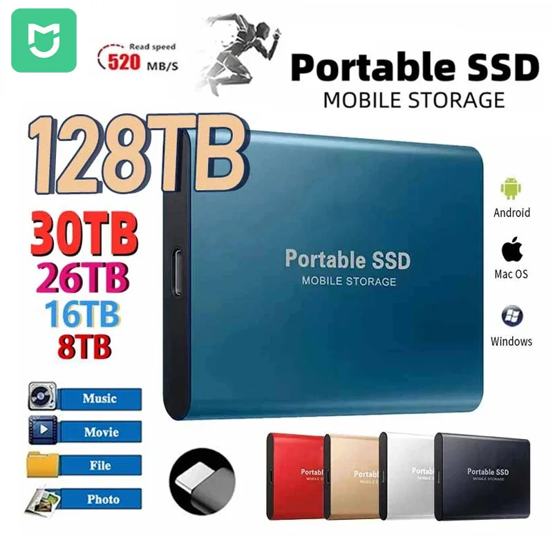 100% Original SSD Festplatte 1TB 2TB SSD 500GB 128TB Festplatte Festplatte tragbare Elektronik für