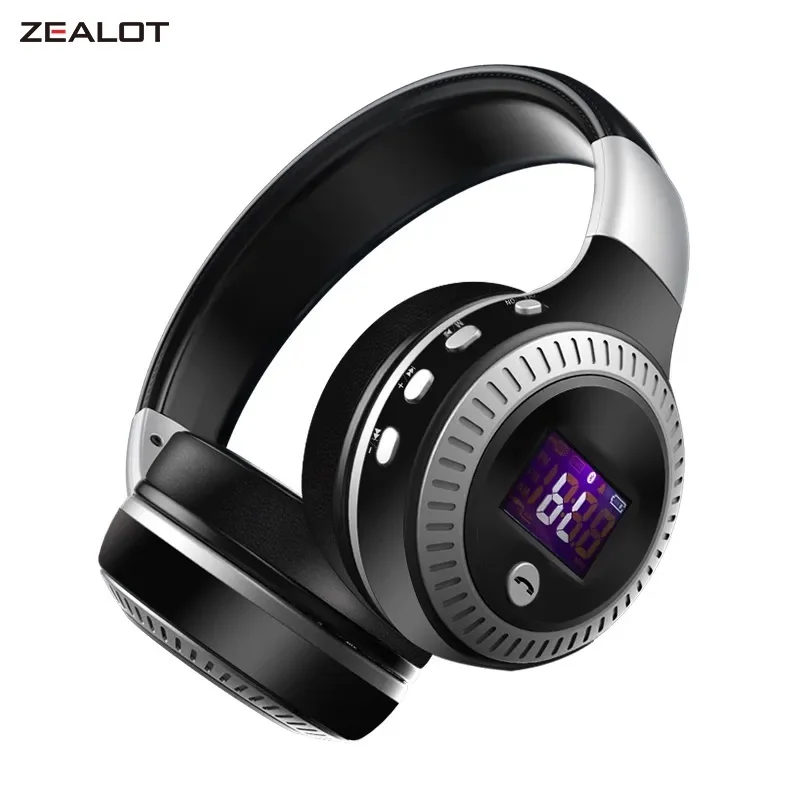 ZEALOT-Fones De Ouvido Bluetooth com Microfone  B19  Display LCD Original  Fone De Ouvido Estéreo