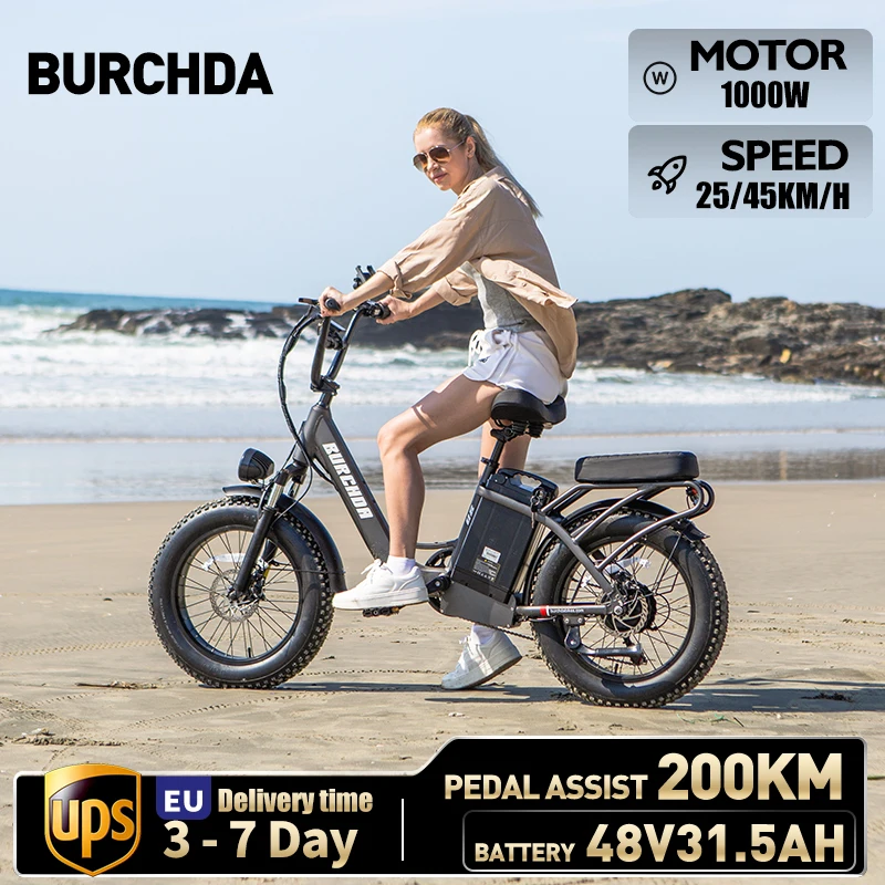 Burchda 31,5 neu u8 4,0 w45km/h 20 Zoll Elektro fahrrad 48v 10.4ah Lithium batterie E-Bike Fatbike