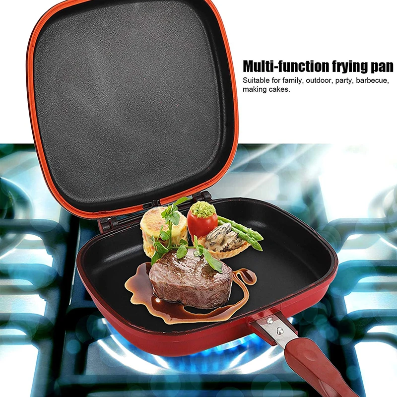 28cm Bratpfanne doppelseitige Pfanne Backblech Antihaft-Pfanne Wok Pfanne Hausgarten Picknick