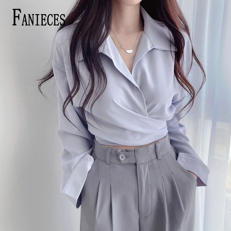 PLAZSON camisas de mujer Autumn Shirts Blouse for Women Long Sleeve Shirt White Shirt OL Woman Solid