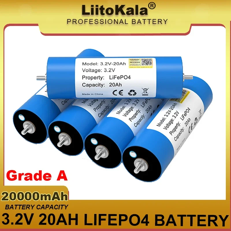 LiitoKala 3,2 V 20 Ah Batterie LiFePO4 Phosphatzelle für 4S 12 V 24 V Motorrad Auto Motorbatterien